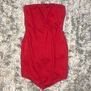 Bandeau Pointy Hem Bodycon Dress